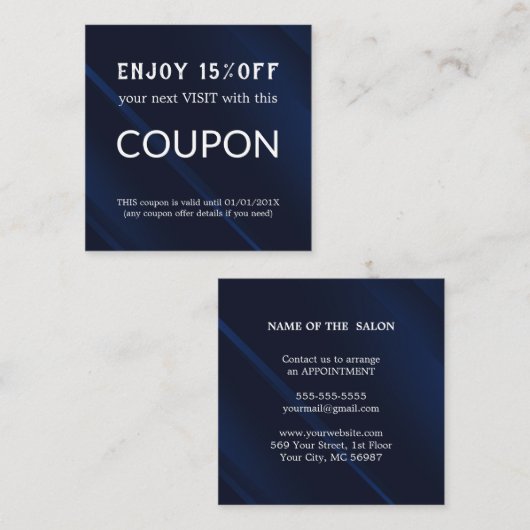 Luxe Zilveren Glitter Salon Benodigdheden Kortingskaartje (Voorkant / Achterkant)