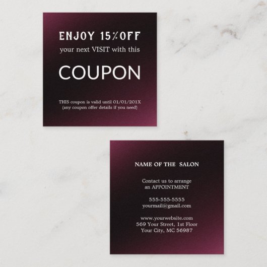 Luxe Zilveren Glitter Salon Benodigdheden Kortingskaartje (Voorkant / Achterkant)