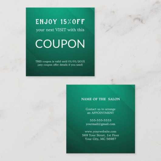 Luxe Zilveren Glitter Salon Benodigdheden Kortingskaartje (Voorkant / Achterkant)