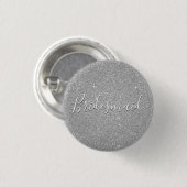 Luxe Zilveren Glitter & Sparkle Bruidsmeisje Ronde Button 3,2 Cm (Voorkant /achterkant)