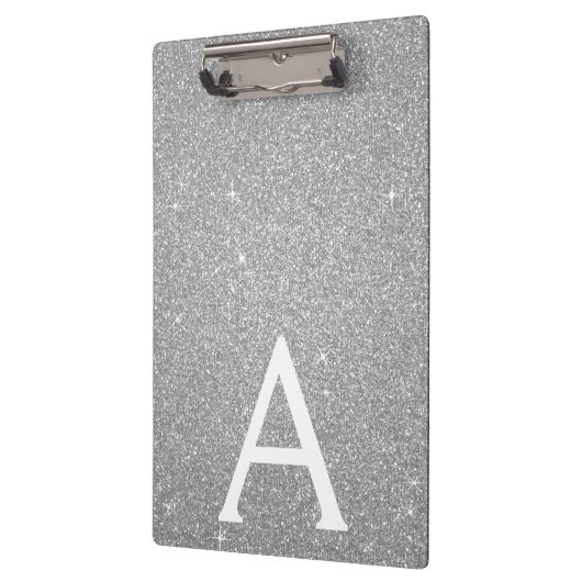 Luxe Zilveren Glitter & Sparkle Monogram School Klembord (Links)