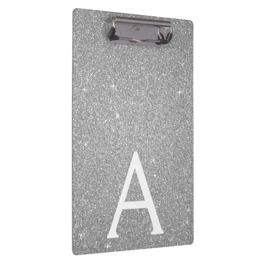 Luxe Zilveren Glitter & Sparkle Monogram School Klembord (Rechts)