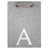 Luxe Zilveren Glitter & Sparkle Monogram School Klembord (Voorkant)