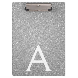 Luxe Zilveren Glitter & Sparkle Monogram School Klembord