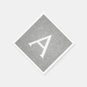Luxe Zilveren Glitter & Sparkle Monogram Verjaarda Servet (Hoek)