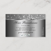 Luxe Zilveren Glitter Sterren Diamanten Ovaal Vorm Visitekaartje (Achterkant)