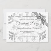 Luxe Zilveren Glitter Xmas Vakantielint Kaart (Voorkant)