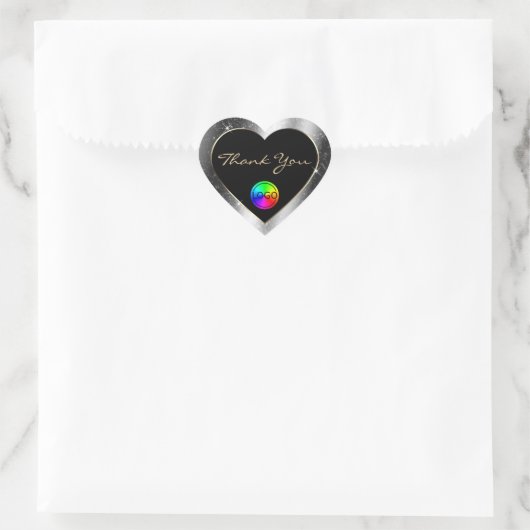 Luxe zilveren glitterlijst bedankt met logo hart sticker (Tas)