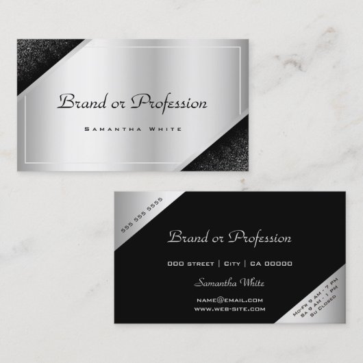 Luxe Zilveren Gradient Shimmery Professional Visitekaartje (Voorkant / Achterkant)