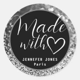 Luxe Zilveren Grijs Ombre Glitter Gemaakt met Lief Ronde Sticker