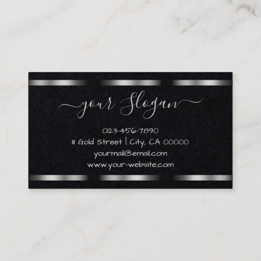 Luxe zilveren handtekening Handlettering Font Chic Visitekaartje (Achterkant)