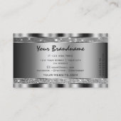 Luxe zilveren lichtgevende glitter sterren chique  visitekaartje (Achterkant)