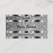 Luxe zilveren lichtgevende glitter sterren chique  visitekaartje (Voorkant)
