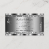 Luxe zilveren lichtgevende glitter sterren Initial Visitekaartje (Achterkant)