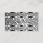 Luxe zilveren lichtgevende glitter sterren Initial Visitekaartje (Voorkant)
