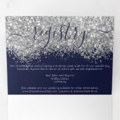 Luxe Zilveren Marine Glitter Registry Detail RSVP Drieluik Uitnodiging (Binnenzijde eerst)
