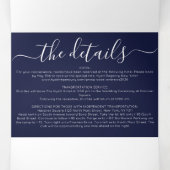 Luxe Zilveren Marine Glitter Registry Detail RSVP Drieluik Uitnodiging (Binnenkant midden)