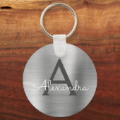 Luxe Zilveren Nep RVS Monogram Sleutelhanger (Voorkant)