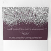 Luxe Zilveren Paarse Glitter Registry Detail RSVP Drieluik Uitnodiging (Binnenzijde eerst)