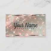 Luxe zilveren perzik gemarmerde glitter glanzende  visitekaartje (Voorkant)