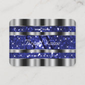 Luxe zilveren Royal Blue Sparkle Glitter Monogram Visitekaartje (Voorkant)