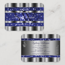 Luxe zilveren Royal Blue Sparkle Glitter Monogram