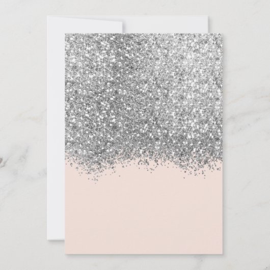 Luxe Zilveren Roze Glitter Confetti Bruiloft Save The Date (Achterkant)
