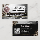 Luxe Zilveren Roze Rose Glitter Sterren QR Code Lo Visitekaartje (Voorkant / Achterkant)
