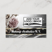 Luxe Zilveren Roze Rose Glitter Sterren QR Code Lo Visitekaartje (Voorkant)