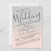 Luxe Zilveren Roze Sparkly Glitter Ombre Huwelijk Kaart (Voorkant)