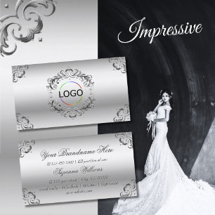 Luxe zilveren sierlijke decoratie met logo weelder visitekaartje