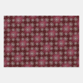 Luxe Zilveren Sneeuwvlokken Rood Glitter Cadeaupap Inpakpapier Vel