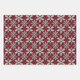 Luxe zilveren sneeuwvlokken rood glitter inpakpapi inpakpapier vel