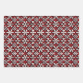 Luxe zilveren sneeuwvlokken rood glitter inpakpapi inpakpapier vel (Voorkant 3)