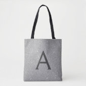 Luxe zilveren Sparkle Elegant Monogram Boekentas Tote Bag (Voorkant)