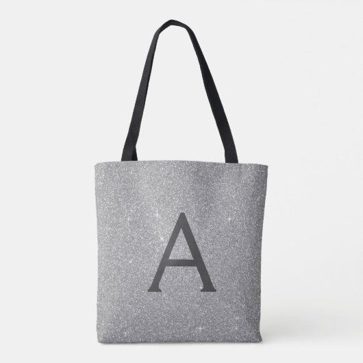 Luxe zilveren Sparkle Elegant Monogram Boekentas Tote Bag (Achterkant)