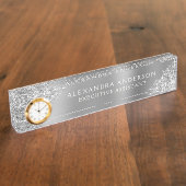 Luxe Zilveren Sparkle Glitter Beauty Professional Naambordje (Zijkant)