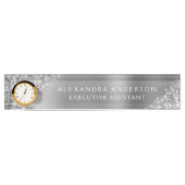 Luxe Zilveren Sparkle Glitter Beauty Professional Naambordje (Voorkant)