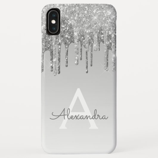 Luxe Zilveren Sparkle Glitter Monogram Case-Mate iPhone Case (Achterkant)