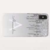 Luxe Zilveren Sparkle Glitter Monogram Case-Mate iPhone Case (Achterkant (horizontaal))