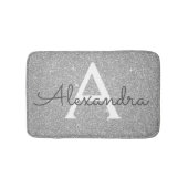 Luxe Zilveren Sparkle Glitter Monogram Naam Badmat (Voorkant)