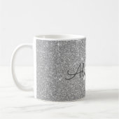 Luxe Zilveren Sparkle Glitter Monogram Naam Koffiemok (Links)