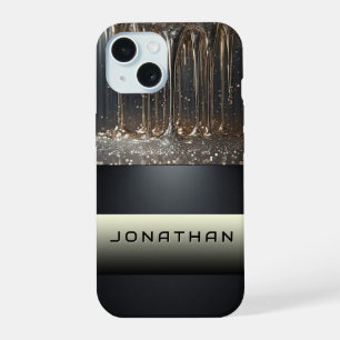 Luxe zilveren vloeibare druppel iPhone 15 case