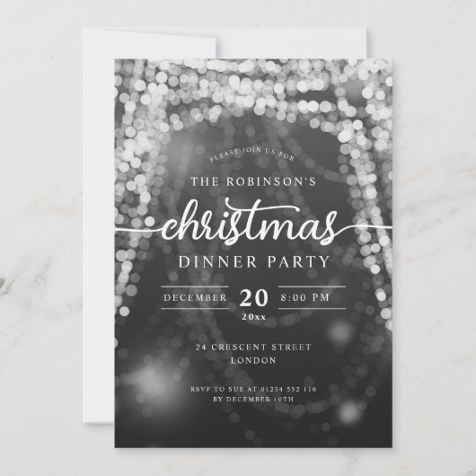 Luxe Zilveren Winterlichten Kerstfeest  Kaart (Voorkant)