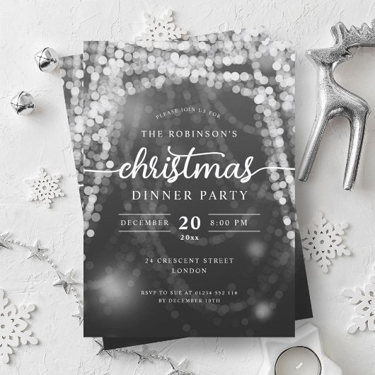 Luxe Zilveren Winterlichten Kerstfeest Kaart