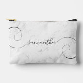 Luxe Zilveren Wit Marmer Curly Handtekening Naam Etui (Voorkant)