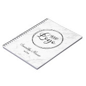Luxe zilveren wit marmer zakelijke Logo vergaderin Notitieboek (Linkerzijde)