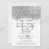 Luxe zilveren witte glitter Confetti Quinceañera Kaart (Voorkant)