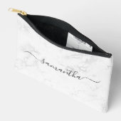 Luxe zilveren witte marmeren handtekening naam etui (Open)