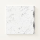 Luxe zilveren witte marmeren handtekening naam notitieboek (Achterkant)